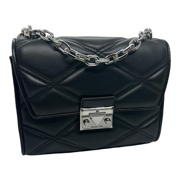 NWT MICHAEL KORS Serena Black Quilted Crossbody Bag - Picture 11 of 13